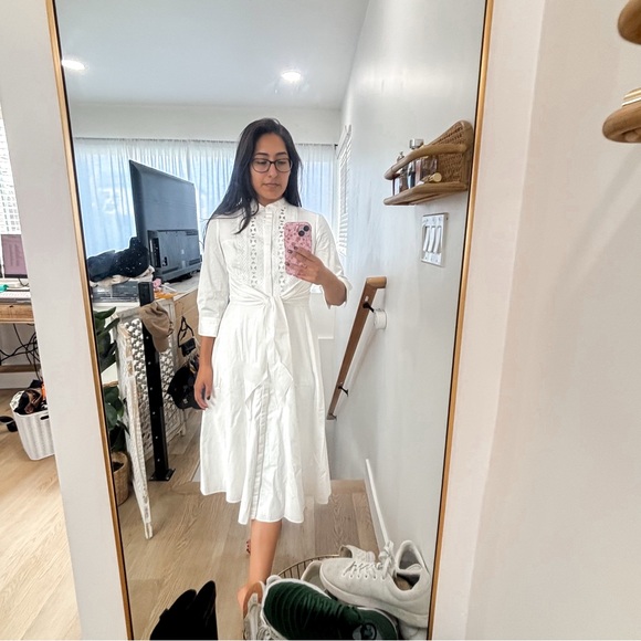 Elie Tahari Midi Dress White Cotton Size 2 - Picture 8 of 8